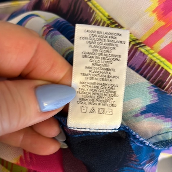 Milly for Design Nation Peasant Top Tie Dye Sheer Tassel Tie Ruffle Sleeves XS - Picture 10 of 11